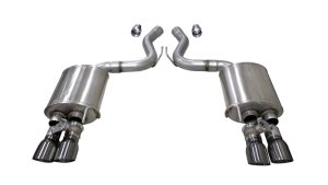 Ford Mustang Performance Exhaust - Rear - CORSA Performance - Axle-Back Sport with Dual Rear Exit and Twin 4.5in Gunmetal PVD Pro-Series Tips - Gunmetal - `18-`23
